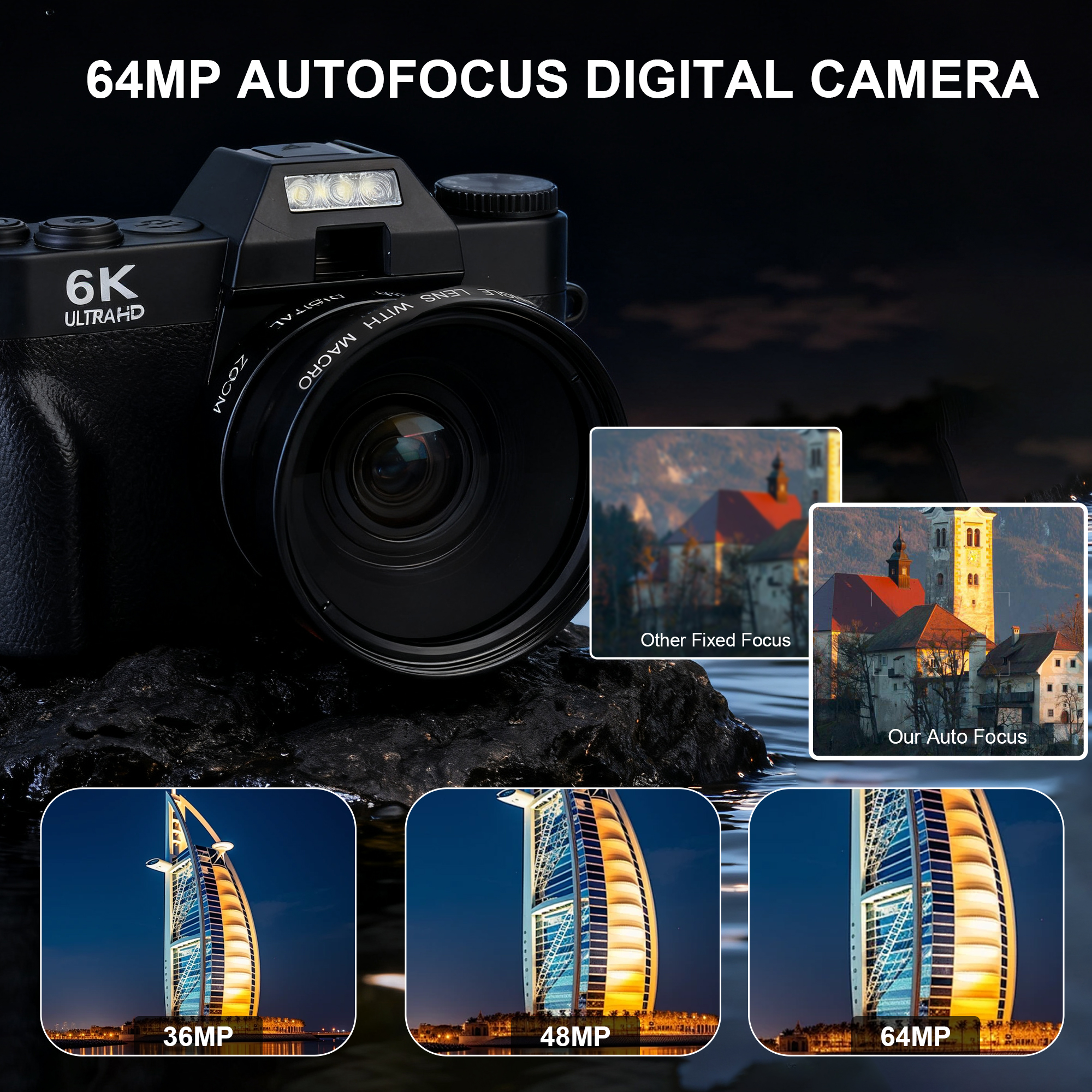 AC-WD02 Digital Camera with 4K 60FPS and External Mic Support