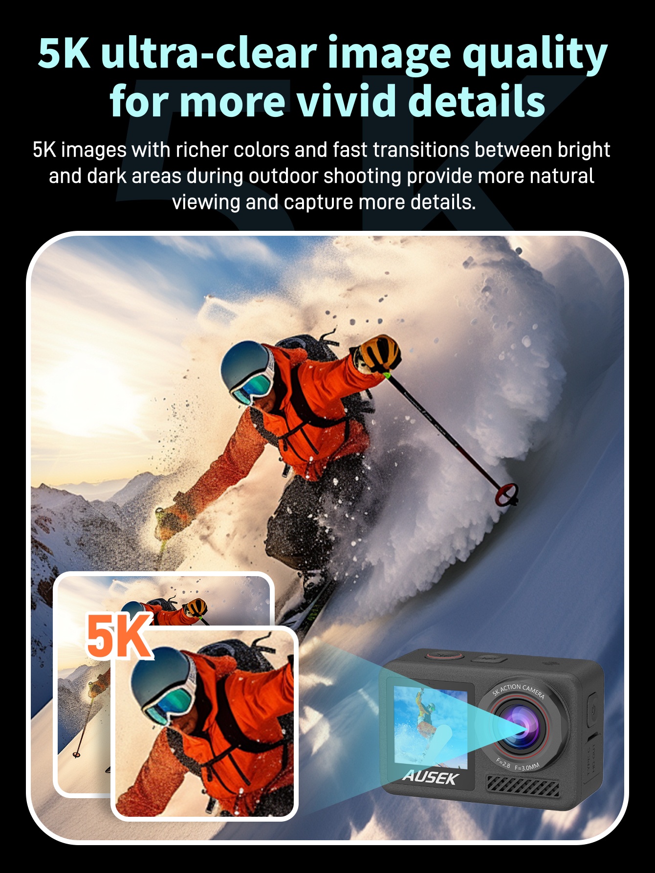 AT-M90TR 2.2 inch 5K 60fps EIS Action Camera