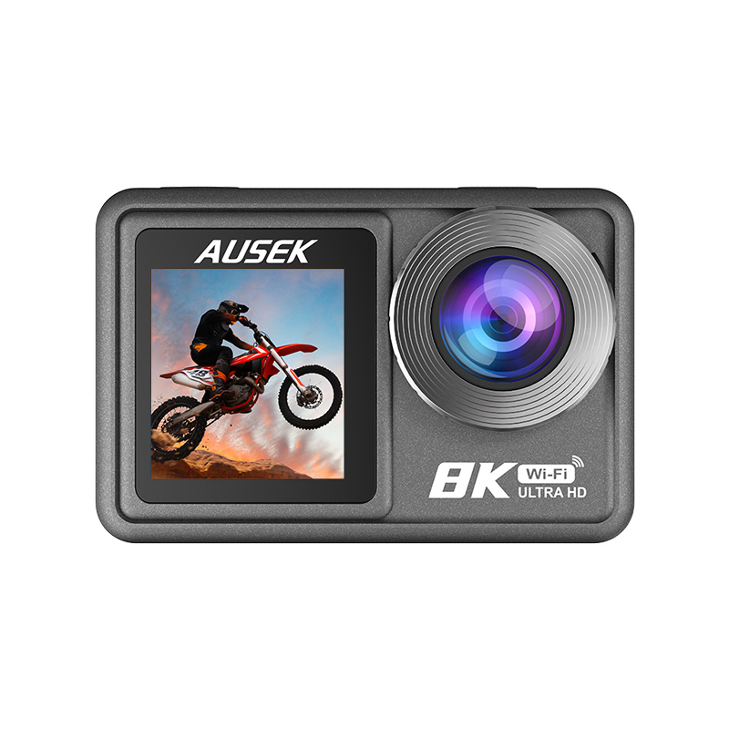 AUSEK AT-M86 8K Action Camera - Flagship High-Definition Sports Camera with 6-Axis Gyroscopic Stabilization & Dual Screen