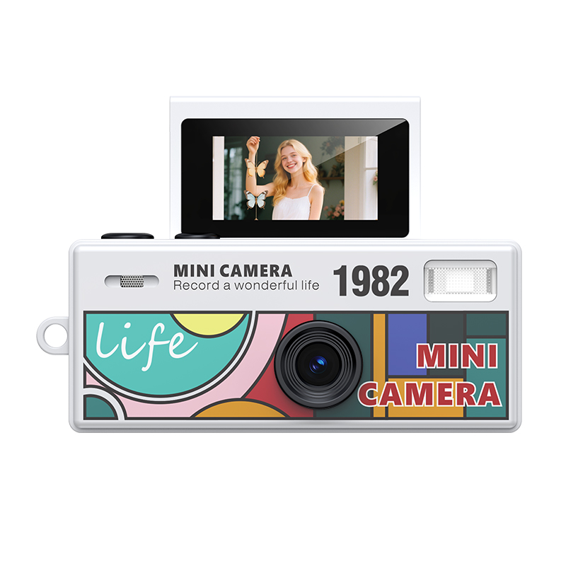 AUSEK MC-LK030 1080P Mini Camera - Fashion Graffiti Keychain Camera with Flip Screen