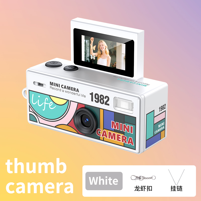 AUSEK MC-LK030 1080P Mini Camera - Fashion Graffiti Keychain Camera with Flip Screen