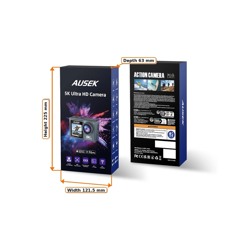 AT-M90TR action camera packaging box dimension reference