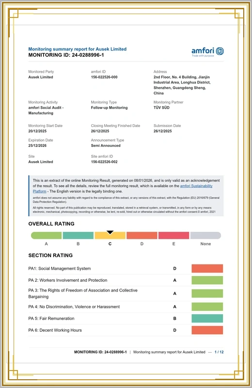 AUSEK BSCI Audit Report 2026