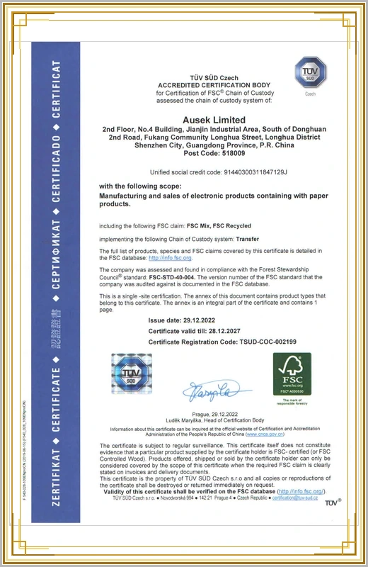 AUSEK FSC Certificate