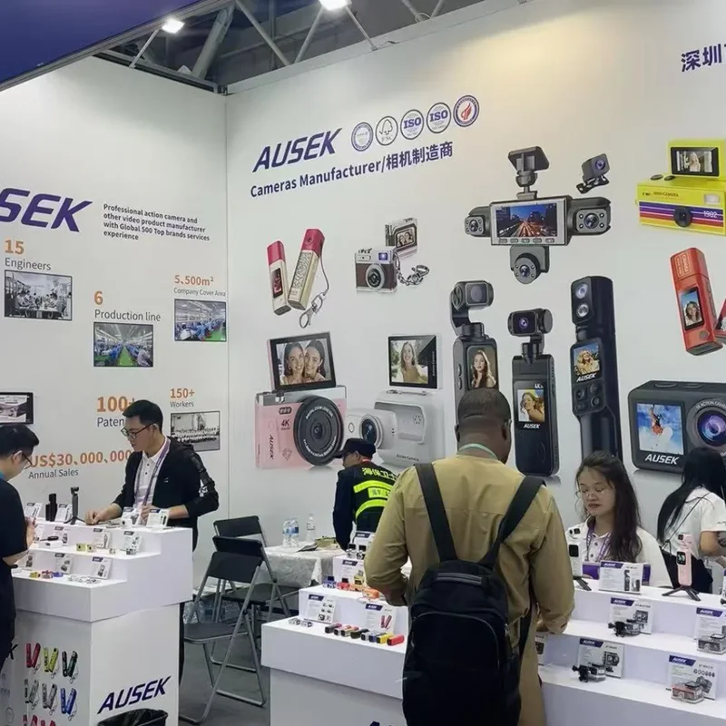 AUSEK exhibition booth for comparing action camera and pocket camera categories