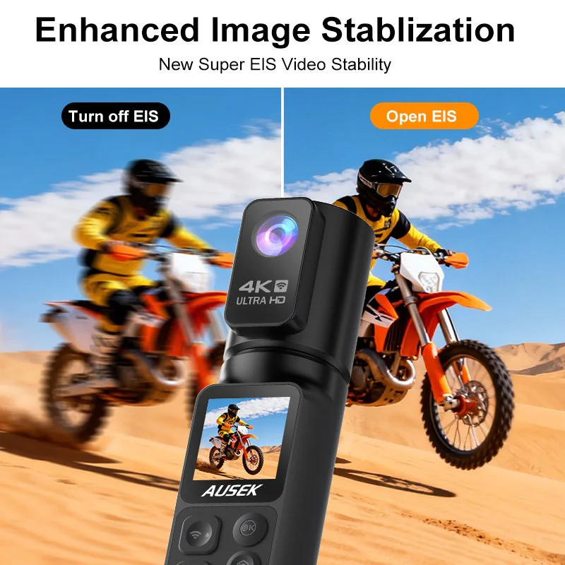 Pocket camera over motorcycle image stabilization comparison graphic