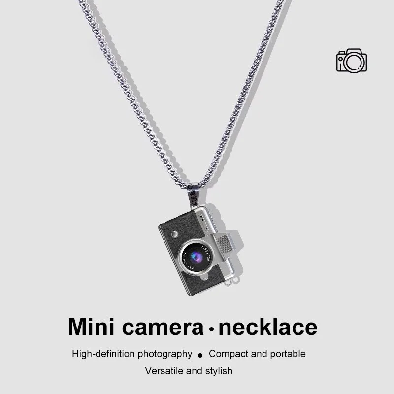 LK027 black mini camera worn as a necklace pendant