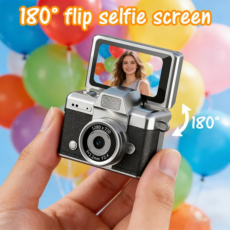 Hand holding LK027 with raised flip selfie screen