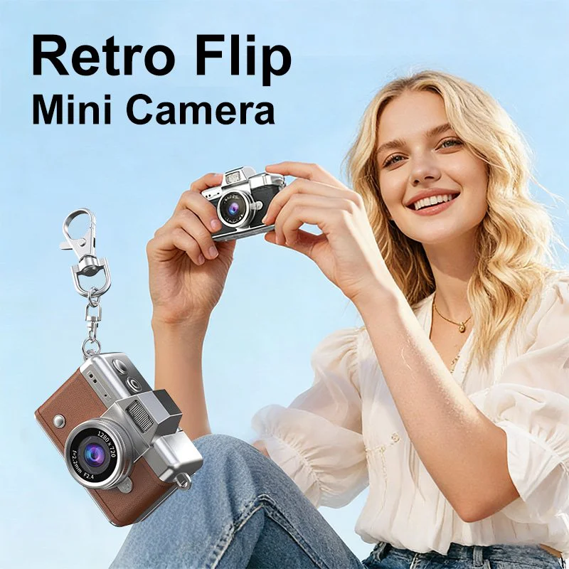 LK027 package and bundle presentation Woman holding LK027 beside a keychain-mounted camera