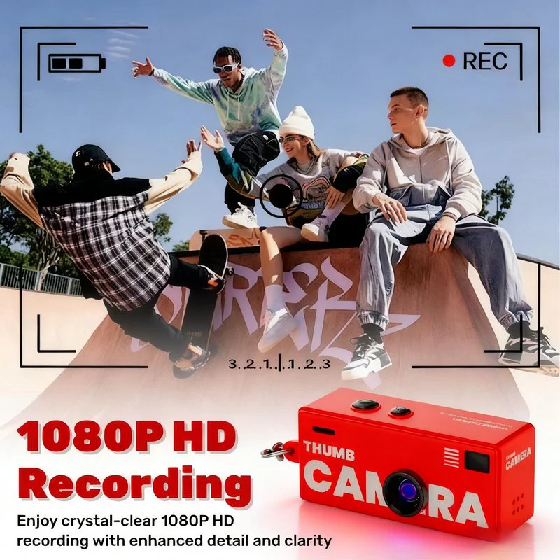 Red AC-G6 mini camera in an outdoor sports recording scene