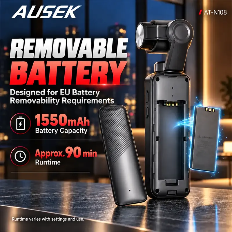 AT-N108 1550mAh removable battery and battery compartment